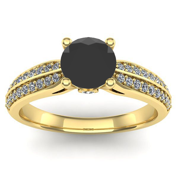 Inel logodna cu diamant negru rotund