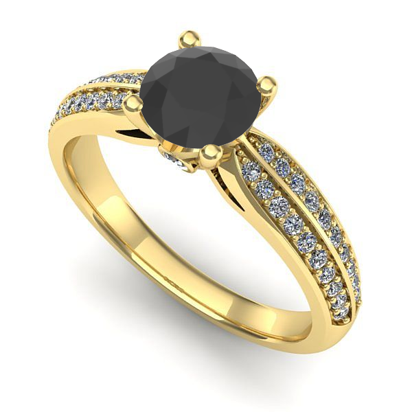 Inel logodna din aur galben cu diamant negru