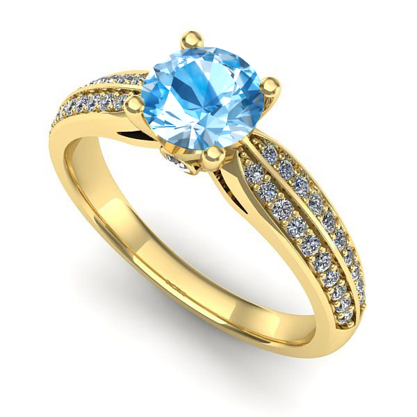 Inel din aur galben cu topaz blue