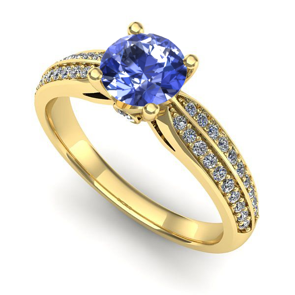 Inel logodna din aur galben cu tanzanit