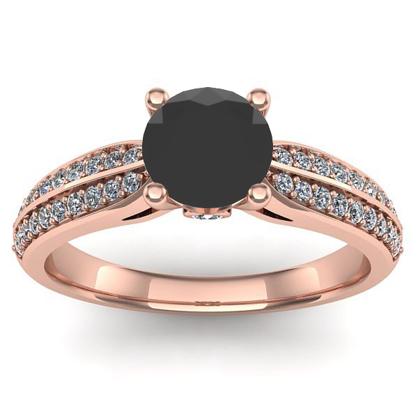 Inel cu diamant negru rotund