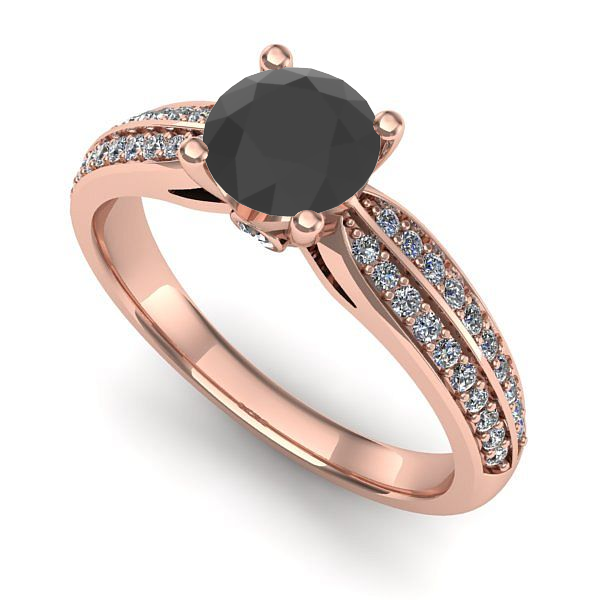 Inel din aur roz cu diamant negru