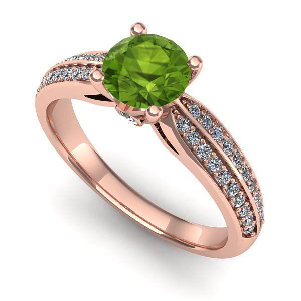 Inel logodna din aur roz cu peridot