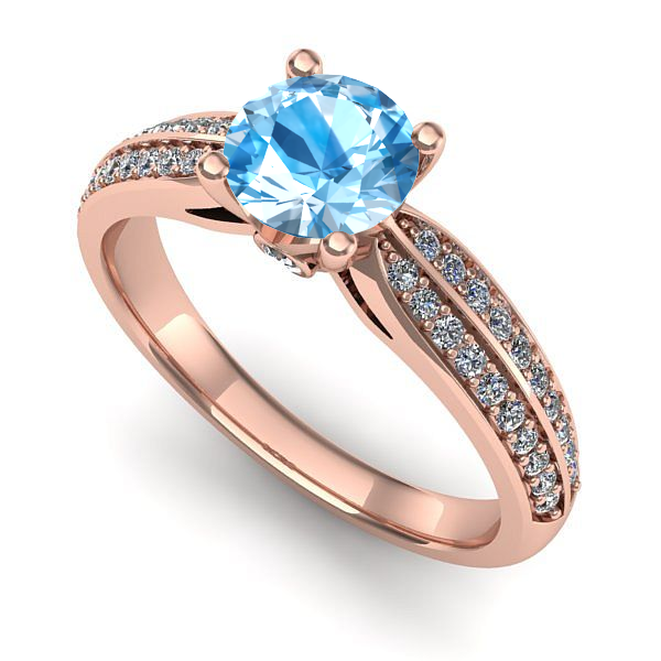 Inel din aur roz cu topaz blue