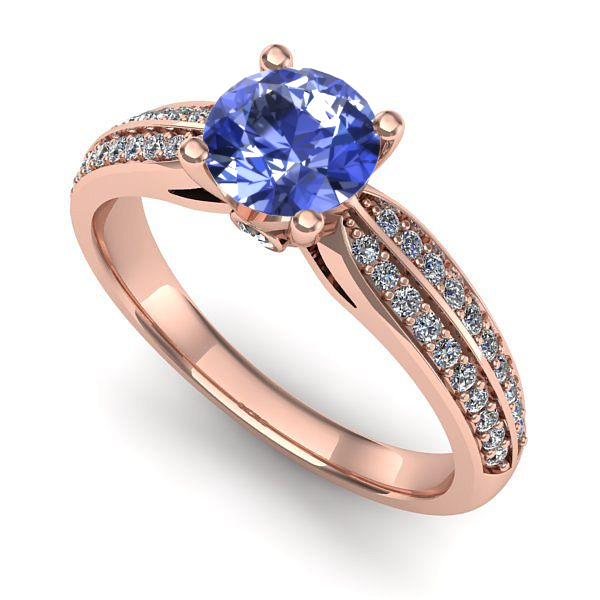 Inel de logodna din aur roz cu tanzanit