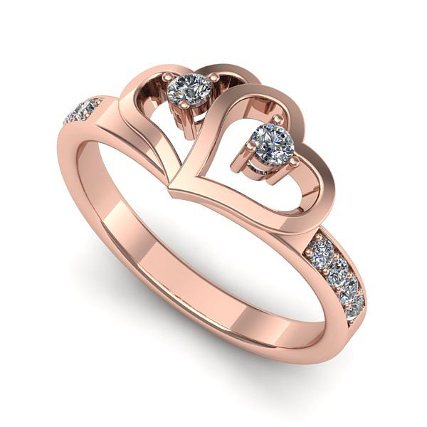 Inel de logodna din aur roz cu diamant