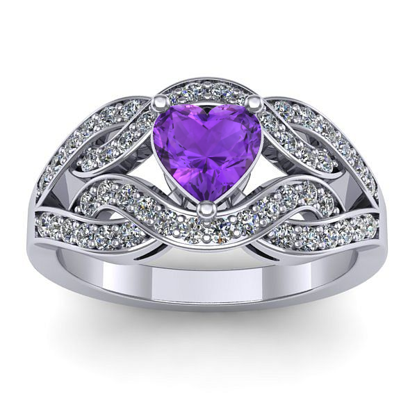 Inel cu ametist inima