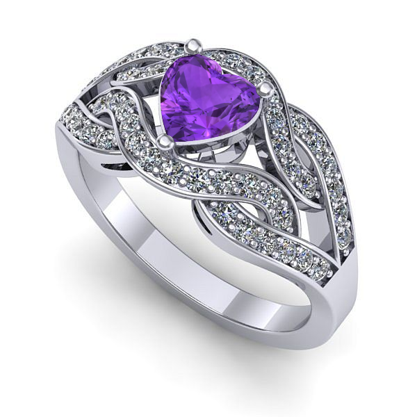 Inel de logodna din aur alb cu ametist