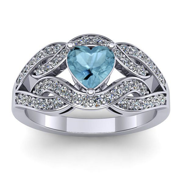 Inel de logodna cu aquamarin inima