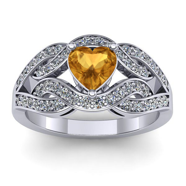 Inel cu citrin inima