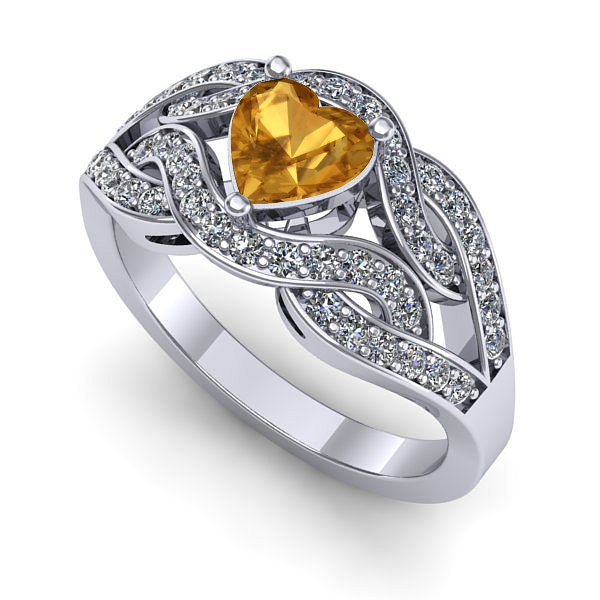 Inel de logodna din aur alb cu citrin