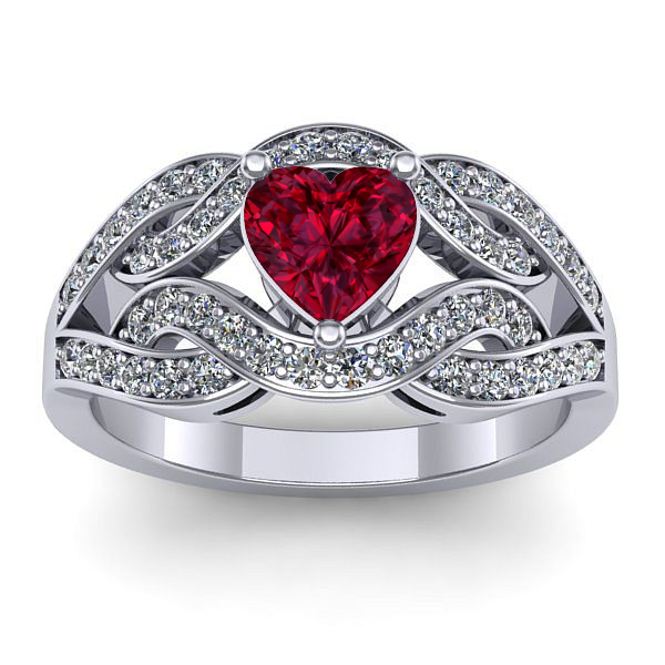 Inel de logodna cu rubin inima
