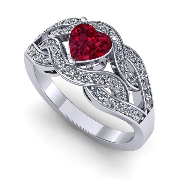 Inel din aur alb cu rubin