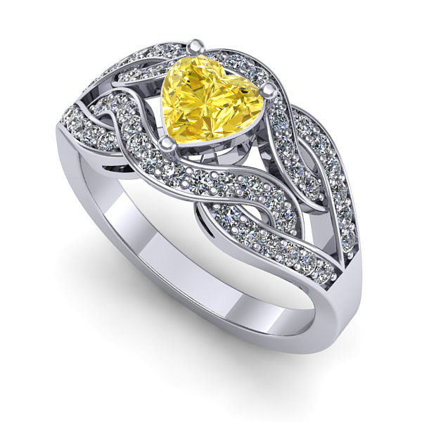 Inel din aur alb cu safir galben