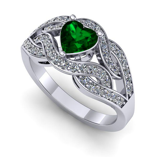 Inel din aur alb cu smarald