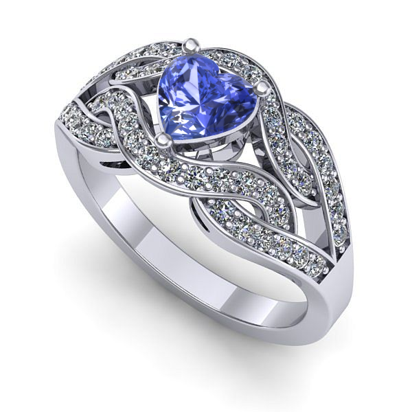 Inel din aur alb cu tanzanit