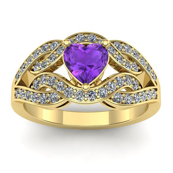 Inel cu ametist inima