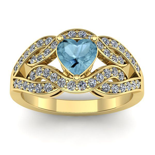 Inel logodna cu aquamarin inima