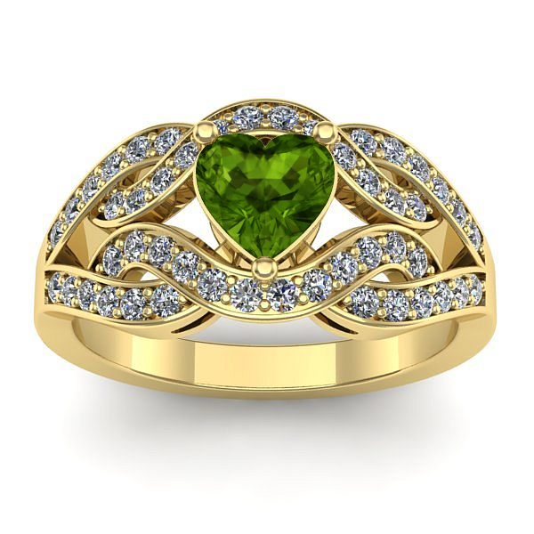 Inel logodna cu peridot inima