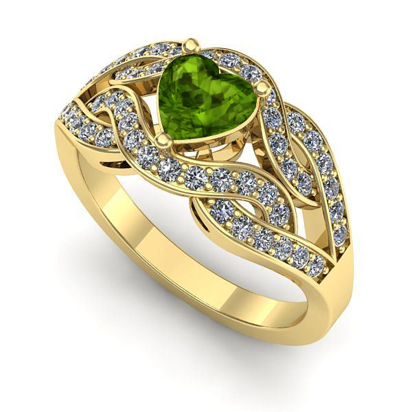 Inel din aur galben cu peridot