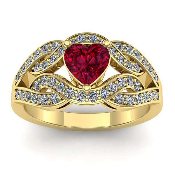 Inel cu rubin inima