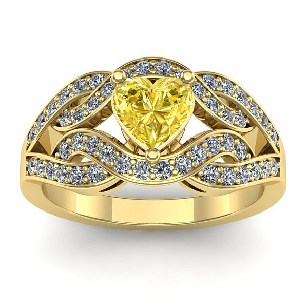 Inel cu safir galben inima