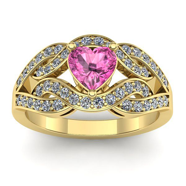 Inel logodna cu safir roz inima