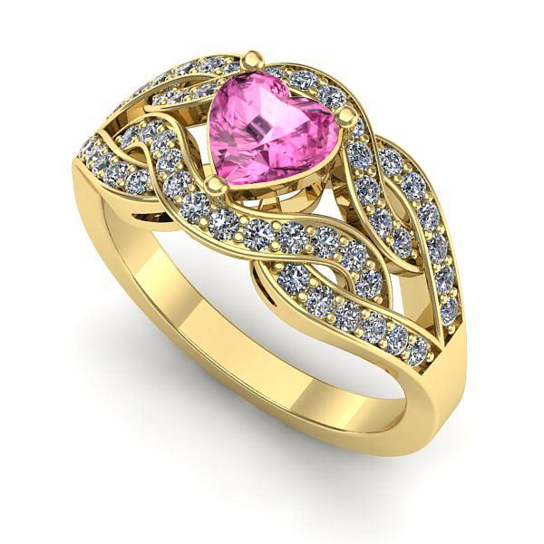 Inel din aur galben cu safir roz