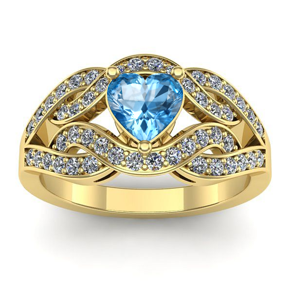 Inel cu topaz blue inima
