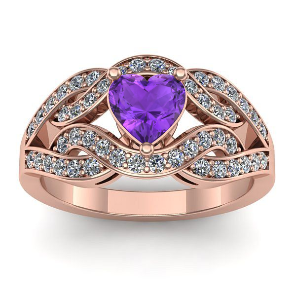 Inel de logodna cu ametist inima