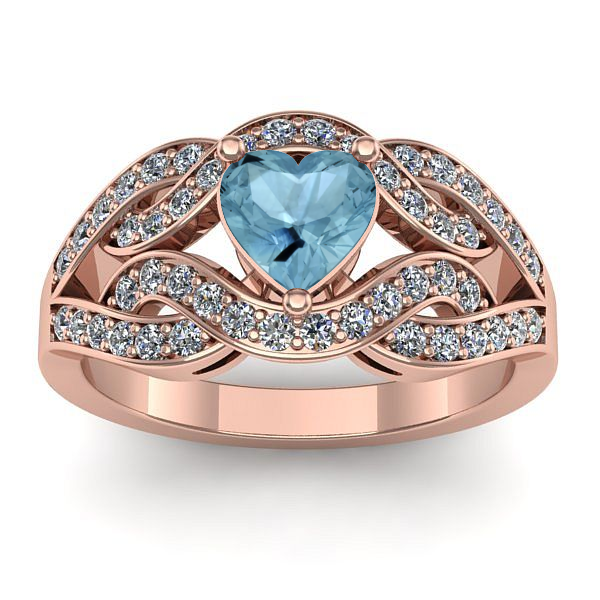 Inel cu aquamarin inima