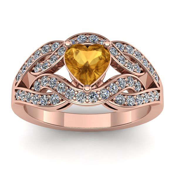 Inel cu citrin inima