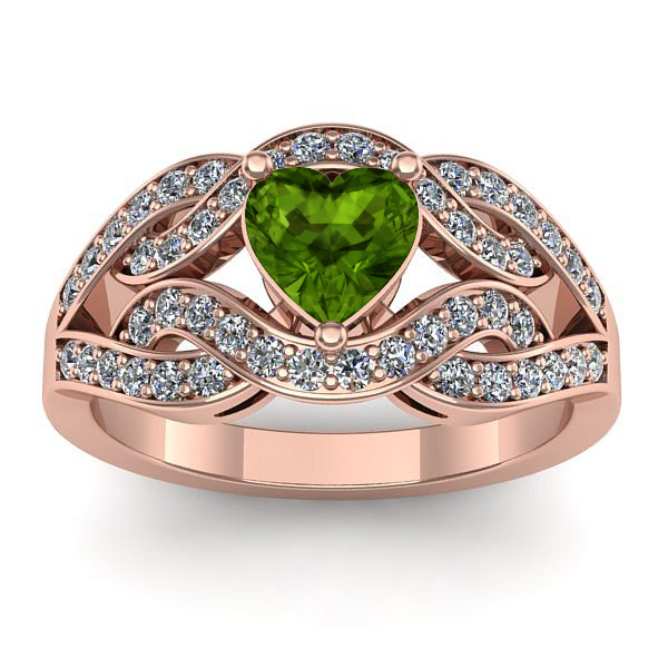 Inel de logodna cu peridot inima