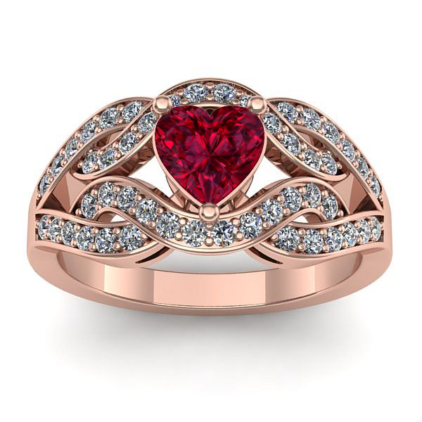 Inel de logodna cu rubin inima