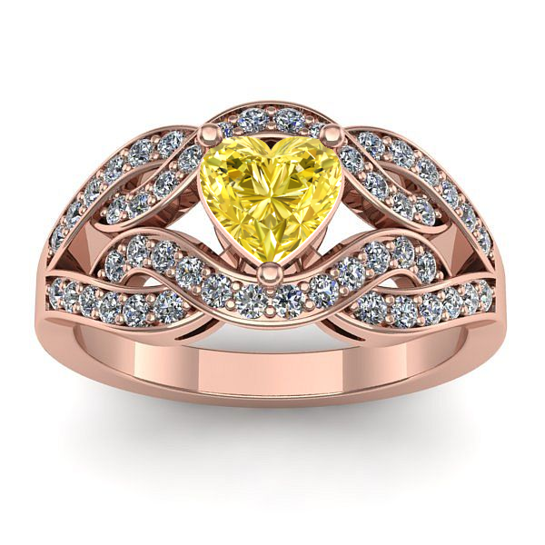 Inel cu safir galben inima