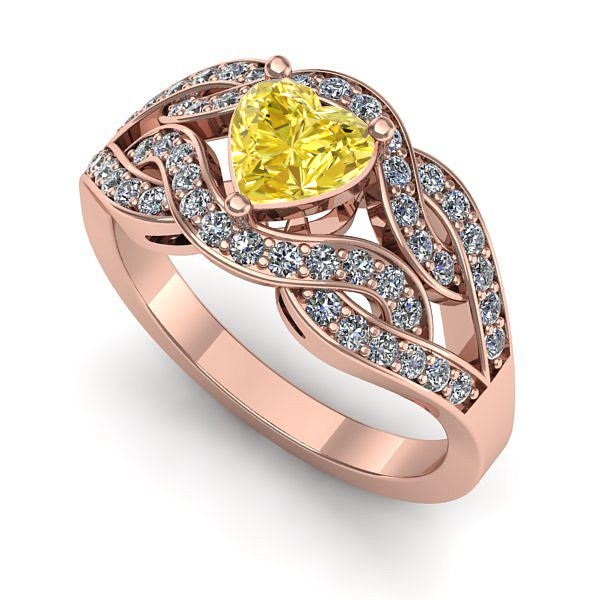 Inel din aur roz cu safir galben