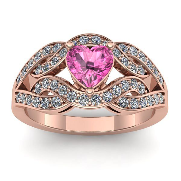 Inel de logodna cu safir roz inima