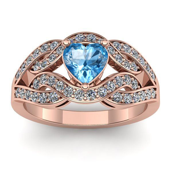 Inel de logodna cu topaz blue inima