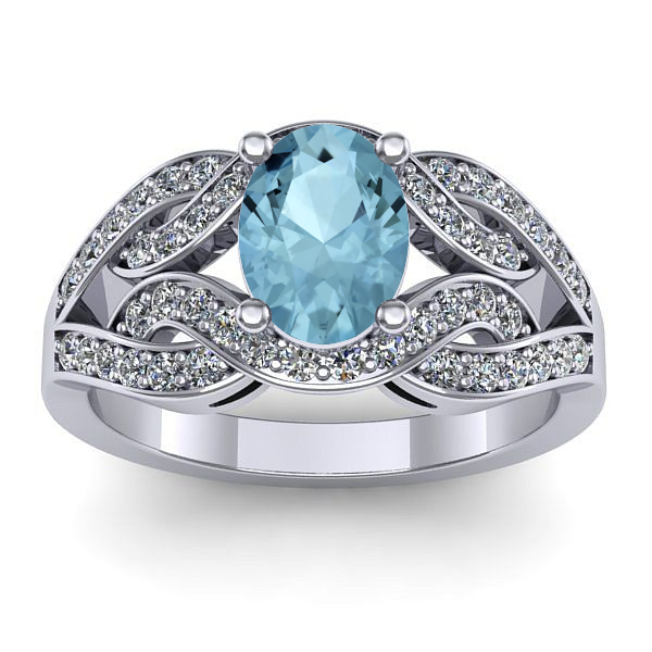 Inel de logodna cu aquamarin oval