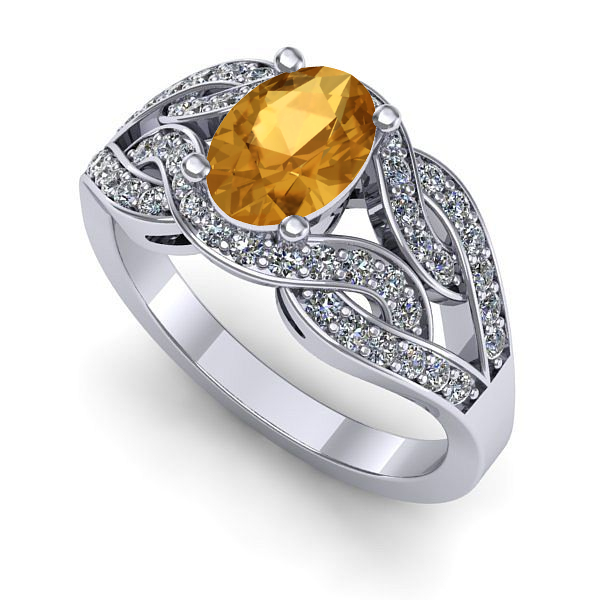 Inel din aur alb cu citrin