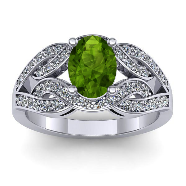 Inel de logodna cu peridot oval