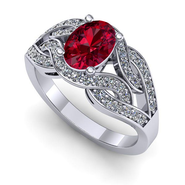 Inel din aur alb cu rubin