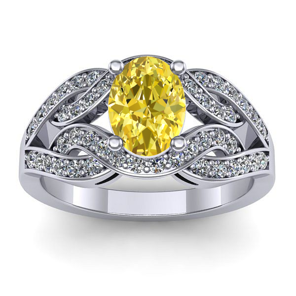 Inel cu safir galben oval