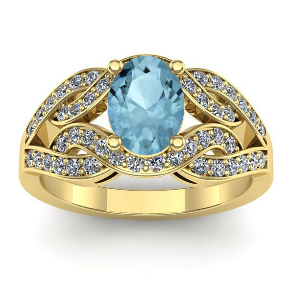 Inel logodna cu aquamarin oval