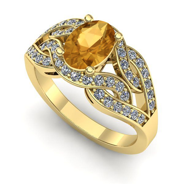 Inel din aur galben cu citrin