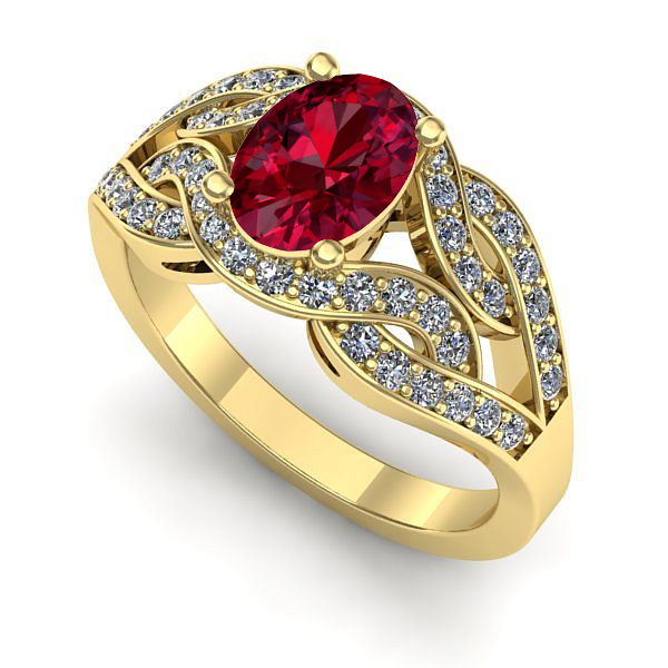 Inel logodna din aur galben cu rubin