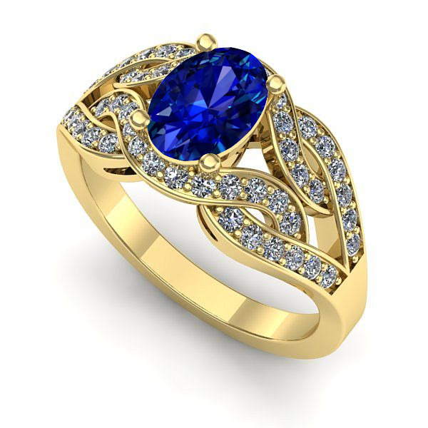 Inel din aur galben cu safir