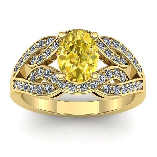 Inel cu safir galben oval