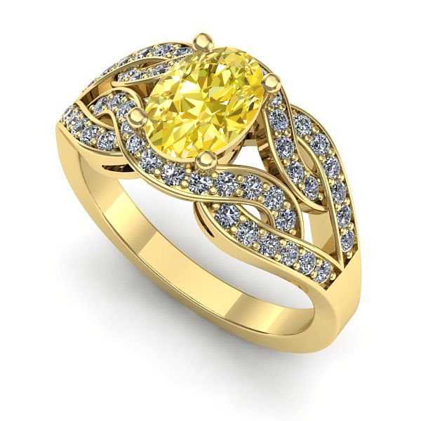 Inel de logodna din aur galben cu safir galben