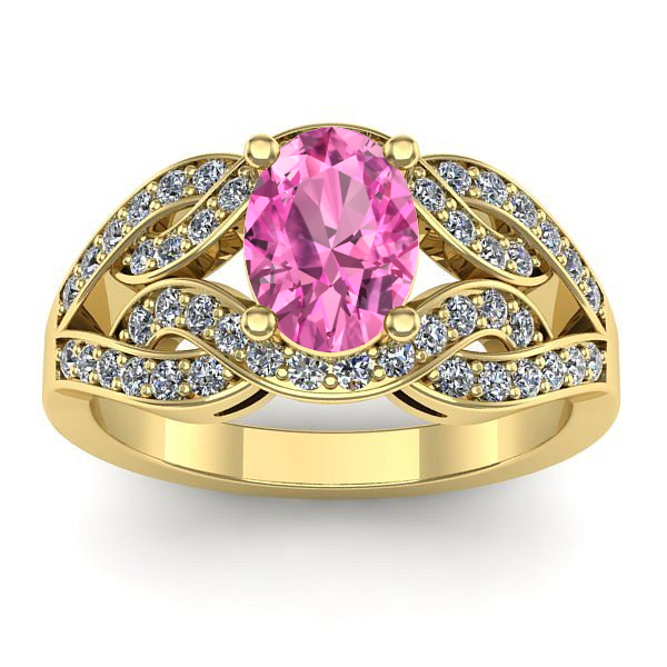 Inel cu safir roz oval